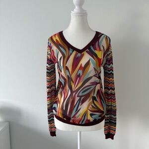 Missing for target mixed media knit V-neck sweater 
Size M